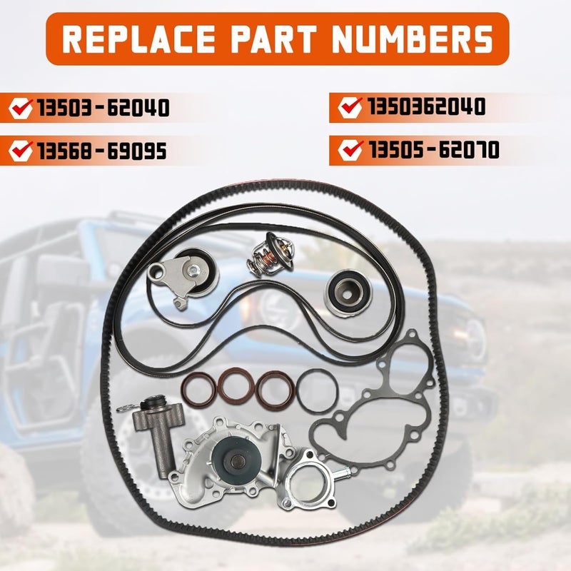 Daysyore 3.4L Engine Timing Belt Kit - with Water Pump Fits for 4RUNNER TACOMA TUNDRA 3.4L V6 Engine Timing Belt Water Pump Kit, 1-Year Warranty - Image 3